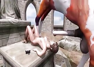 Lara Croft recording her pony romping