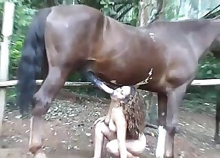 Crazy doggy style pound with huge stallion