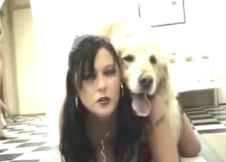 Pretty lass wide a tight booty gets fucked by dog