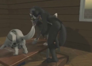 Threesome furry scene with two slutty beasts