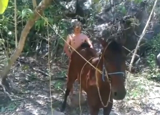 Riverside fuck with a mare become absent-minded moans hard